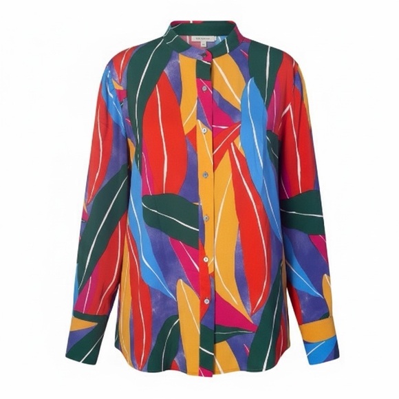 KIRUNDO Multicolor Leaf-Print Button-Down Shirt Women’s Size XXL - Picture 5 of 7